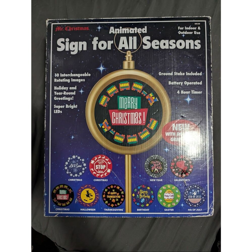 Mr Christmas Animated Sign For All Seasons 10 Interchangeable Rotating Images